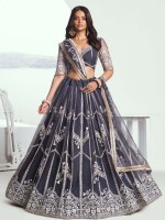 Dark Grey Butterfly Net Lehenga Choli